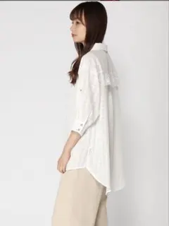 【美品】シアーチェックロングシャツ axes femme アクシーズファム