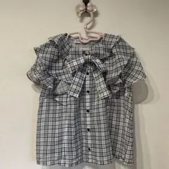 新品タグ付き　メゾピアノ　2WAYフリルブラウス＆キャミソール　黒　140cm