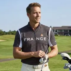極美品★Le Coq Sportif GOLF ハーフジップ半袖シャツ メンズＬ