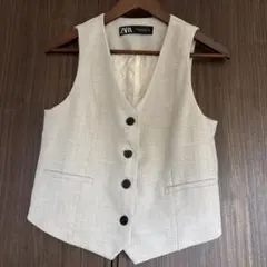 ZARA ベージュ ノースリーブベスト XS