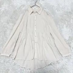 &byP&D クリーム シアーシャツ ペプラム タック 透け感 ピンダイ ロングのサムネイル