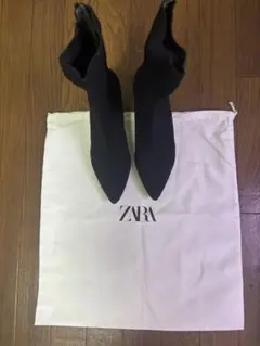 ZARA ストレッチニットショートブーツ太ヒール37