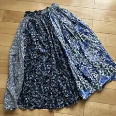 値下げ美品☆BLUE TRICK ブルートリックインディゴ花柄スカート45rpm