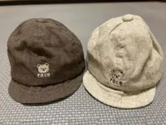 【中古品】POLO クマ刺繍 リネン風キャップ 2個セット