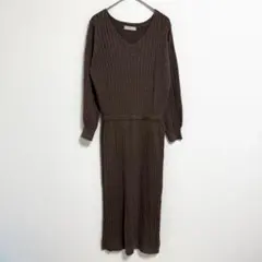 ［Free's Mart］リブニットワンピース（F）Ｖネック　バックスリット