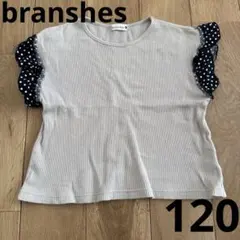 branshes グレー ドット柄 フリル袖 トップス 120cm