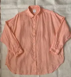 スピックアンドスパン 25ss 80リネンカシュクール ビッグシャツ 茶 