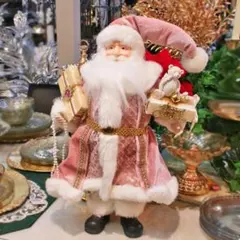 サンタクロース フィギュアピンク クリスマスオーナメント 125-124