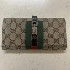 GUCCI グッチ GGキャンバスレザー シェリーライン 長財布