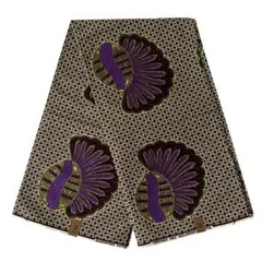 アフリカンプリント★ガルダの翼（黄緑×紫）アフリカンバティックファブリック布生地