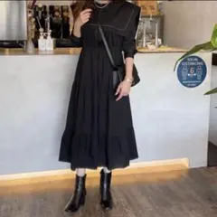 ZARA ザラ パネルミディワンピース　ブラック　黒　M セーラー