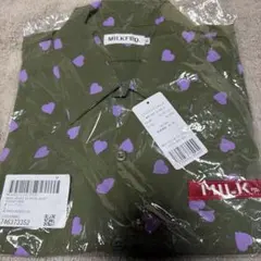 milkfed. 新品 ミルクフェド S ロング シャツ チェック 刺繍 五分袖 