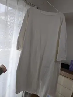 ホワイトデニム 七分袖 ワンピース