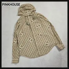 [美品]PINKHOUSE 長袖シャツ フード付き 犬ワッペン チェック柄のサムネイル