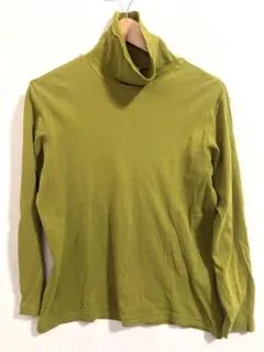 ユニクロ 綿100% タートルネック カットソー M マスタード系 メンズ