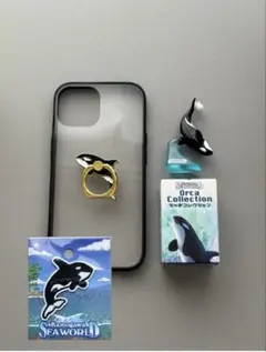 鴨川シーワールド　スマホリング　フィギュア　ワッペン　シャチ　オルカ