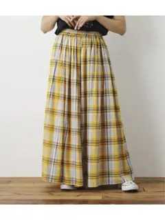 ◎新品　ロデオクラウンズワイドボウル　リラックスチェックスカーチョ　イエロー