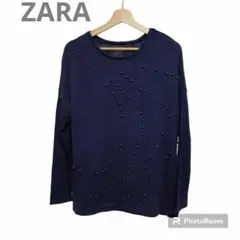 ZARA 薄手 ニット セーター ビーズ L〜LL