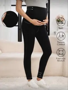 マタニティパンツ ブラック ハイウエスト
