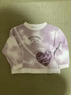 紫色 ハートプリント トレーナー 110 しまむら