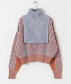 KBF レイヤードハーフZIPニット