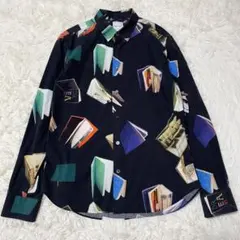 ポールスミス シャツ 長袖 Mサイズ ブック柄 イタリア 現行タグ 総柄