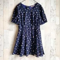 ダズリン　膝丈ワンピース　花柄　Sサイズ　ネイビー