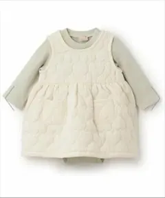 プティマイン 70 ハート キルティング ジャンパースカート ベビー アイボリー