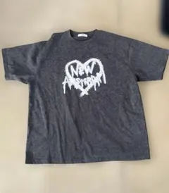 WEGO ハートロゴ プリントTシャツ チャコールグレー M