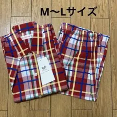 【新品・未使用】ワコール／レディース半袖パジャマ／チェック柄レッド系