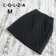コルザ キルティングミニスカート M 黒 美品 厚手 ウエストゴム シンプル