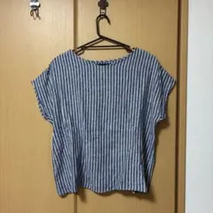 【未使用】AMERICAN HOLIC ストライプトップス F 麻混のサムネイル