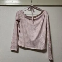 SHEIN ドット柄 ホルターネック 長袖トップス ピンクのサムネイル