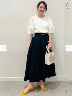 GU タックフレアミディスカート ブラック