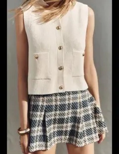 【店舗売り切れ】ZARA ホワイトニットベスト