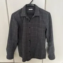 【GU】グレー チェック柄 長袖シャツ S
