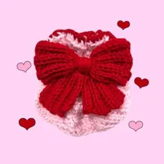 リボン付きフリル巾着ポーチ ピンク 赤【限定セール中】