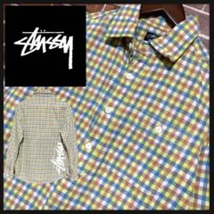 希少★stussy★ステューシー★ギンガムチェック★マルチカラー★ネルシャツ古着