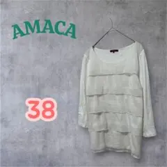 AMACA アマカ ティアードシフォンカットソー　ホワイト 38のサムネイル