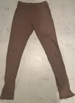 リブ　パンツ　リブレギンスパンツ　ブラウン