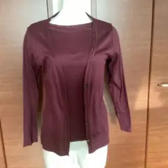 バーガンディ カーディガン Tシャツ アンサンブルセット