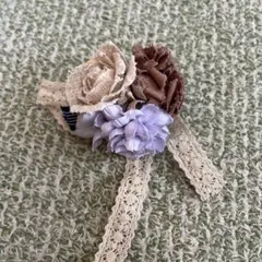 ハンドメイドコサージュ 花&レースリボン