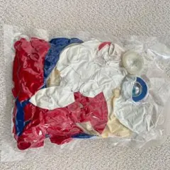 風船セット 赤 白 青 銀と水色 コンフェッティバルーン リボンテープ付き