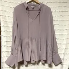 【未使用】H&M ブラウス　スモークピンク　プリーツ　ゆったり