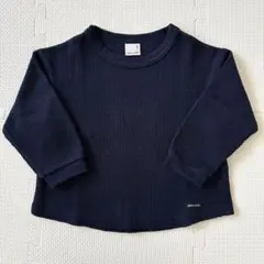 プティマイン　ワッフルTシャツ　ネイビー　90