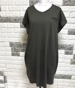 美品【TM-PARTY】しまむらワンピースノースリーブ3Lダークグリーン部屋着