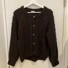 GU ケーブルコクーンカーディガン ブラウン