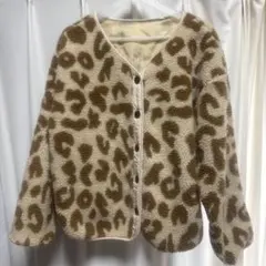 【洗濯機・乾燥機OK】ヒョウ柄フリースジャケット　Sサイズ