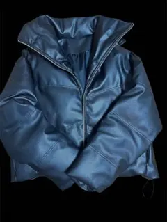 黒 合成皮革 パディングジャケット