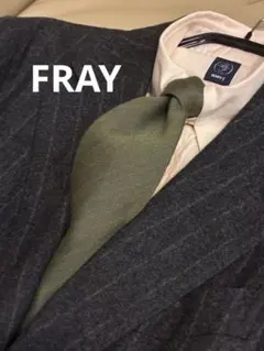 【未使用】FRAY オリーブ　ソラーロ　ヘリンボーン柄　ウールシルクネクタイのサムネイル